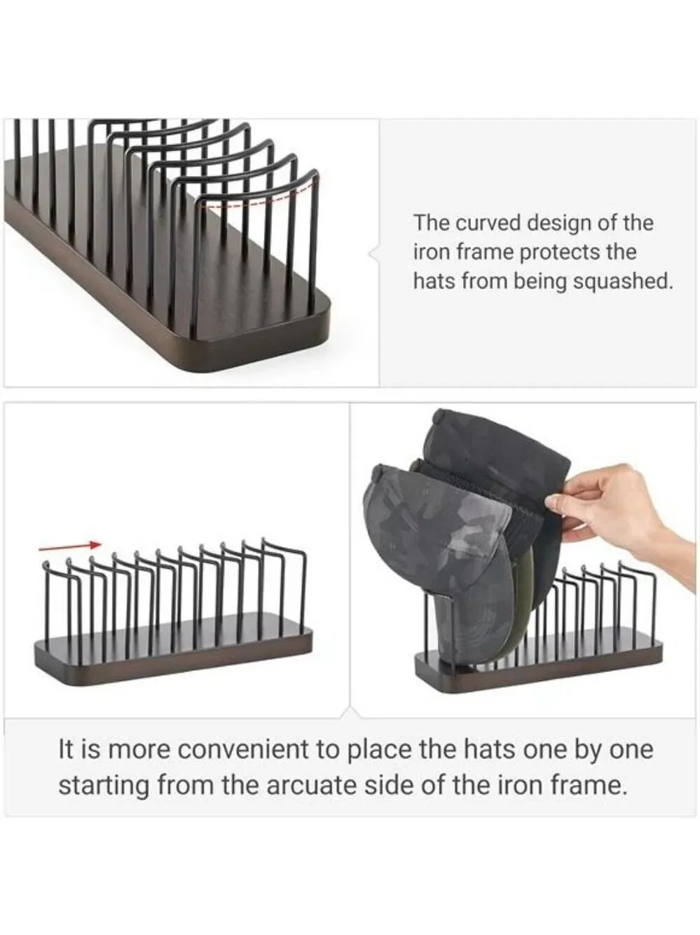Mkono Hat Organizer Rack for Baseball Caps Desk Shelf Storage Holder Stand